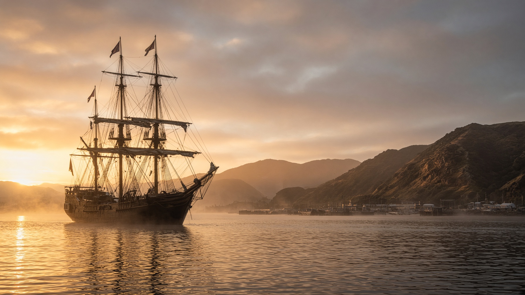 Mood of a harbour arrival